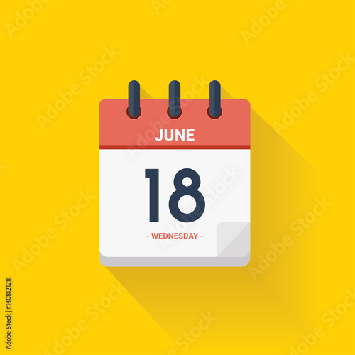 Day calendar with date June 18, 2017. Vector illustration