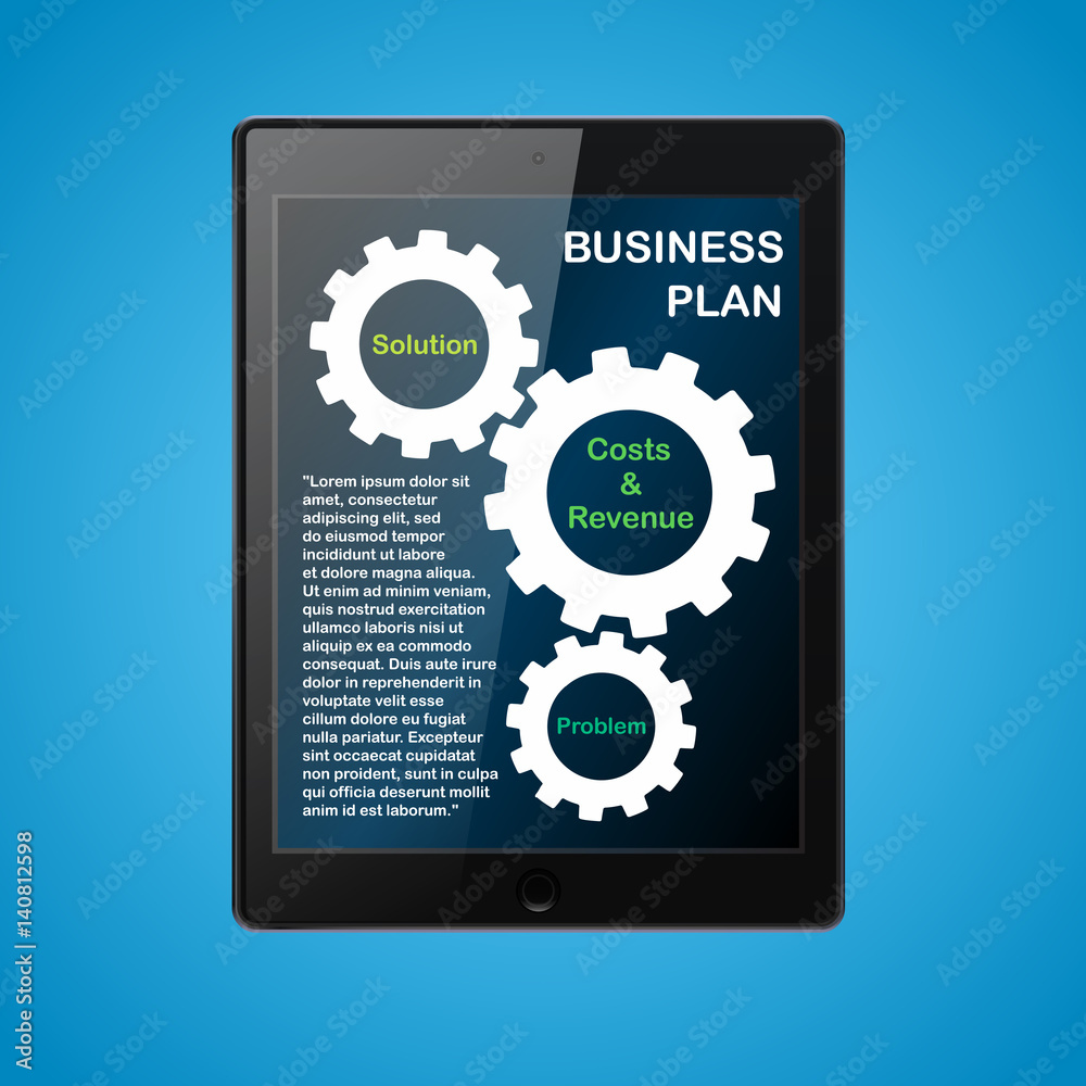 Business concept with 4 options, parts, steps or processes on tablet screen. Vector illustration Business concept with 4 options, parts, steps or processes on tablet screen. Vector illustration