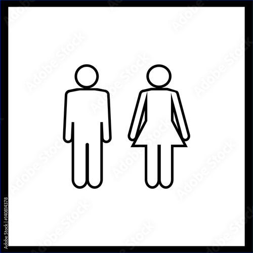 Black silhouette men and women in square on white background