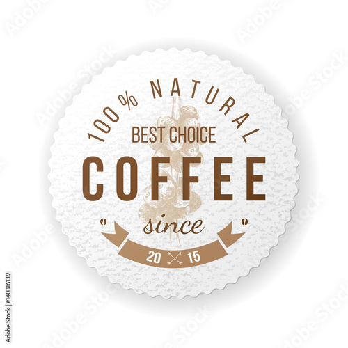 Round coffee emblem with type design