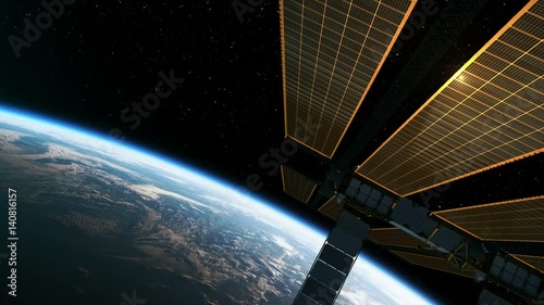 Flight Of International Space Station On The Background Of The Sun