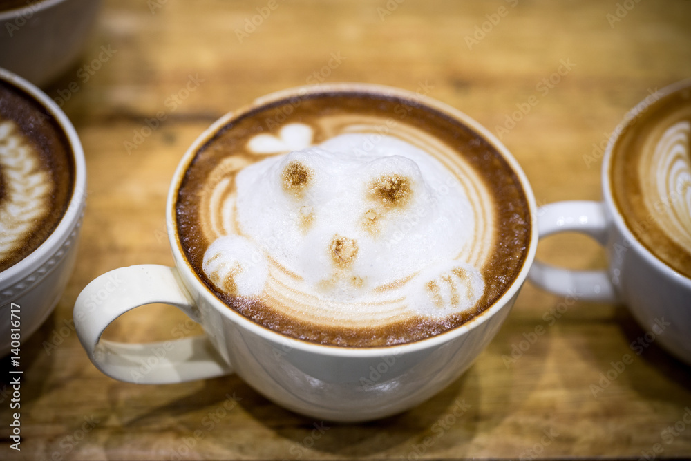 art latte on a cappuccino coffe cup art latte on a cappuccino coffe cup