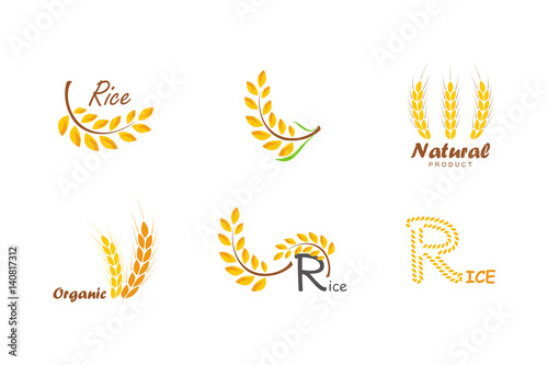 Set of logos rice. Vector illustration.