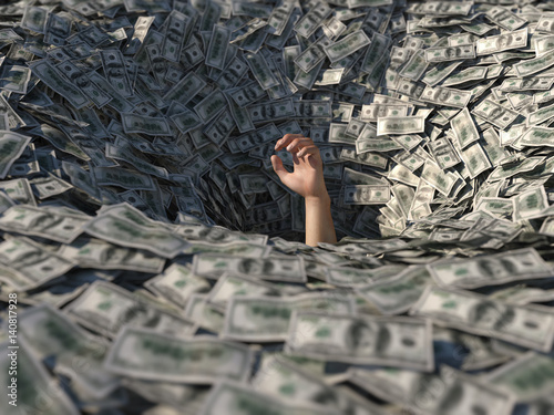 Fotografie, Obraz hand drowning in money