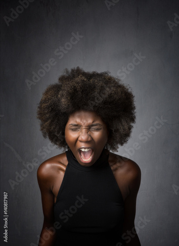 african girl scream and mad