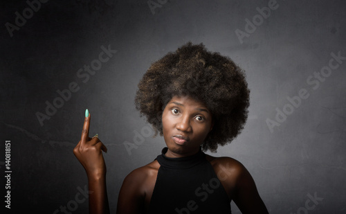 african girl showing middle finger