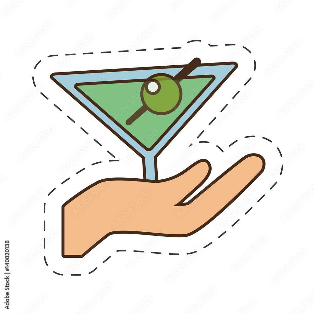 hand holding glass cup cocktail drink vector illustration eps 10 Stock ...