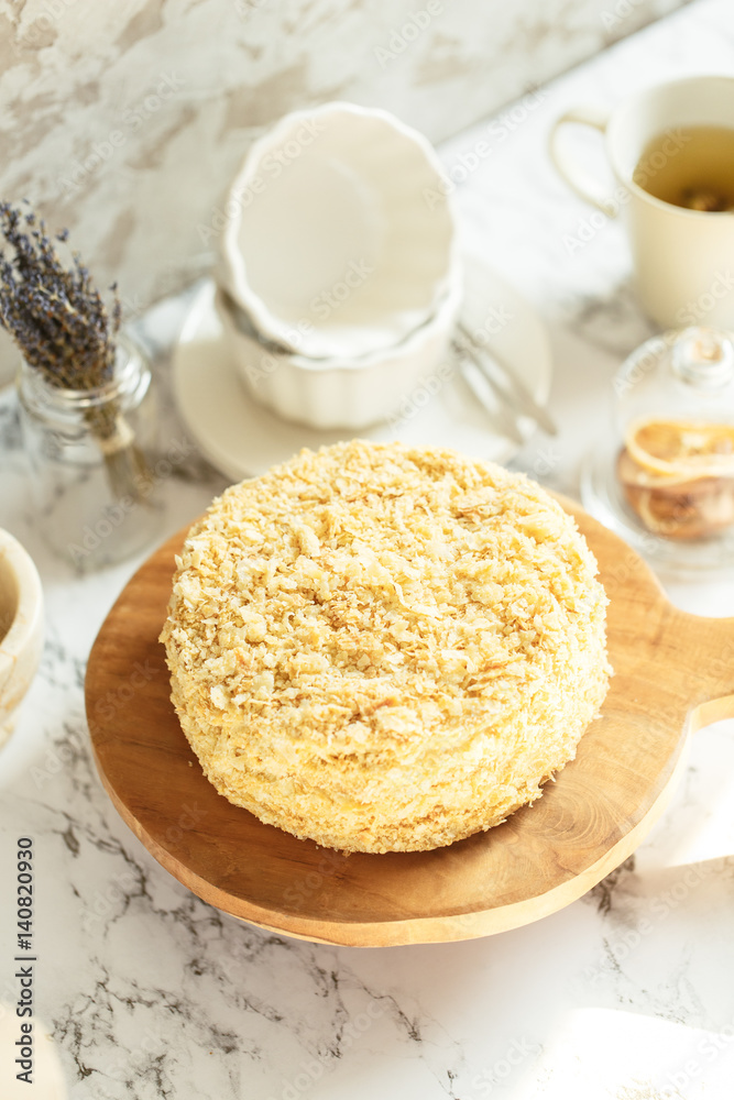 Italian dessert cake Napoleon With custard Italian dessert cake Napoleon With custard