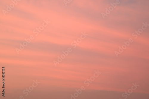 Beautiful Pastel Orange Pink Cloudy Sunset Sky of Bangkok, Thailand  © jobi_pro