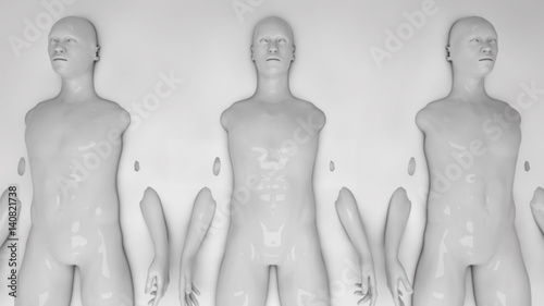 Εκτύπωση καμβά 3d rendering. Humanoid clones and liquid