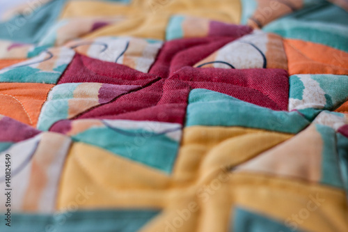 Lovely shot of pillow created by patchwork technique. Pillow from my Grandma