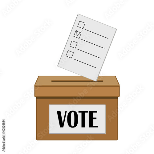 Carton box vote. Flat design. Abstract concept. Vector illustration.