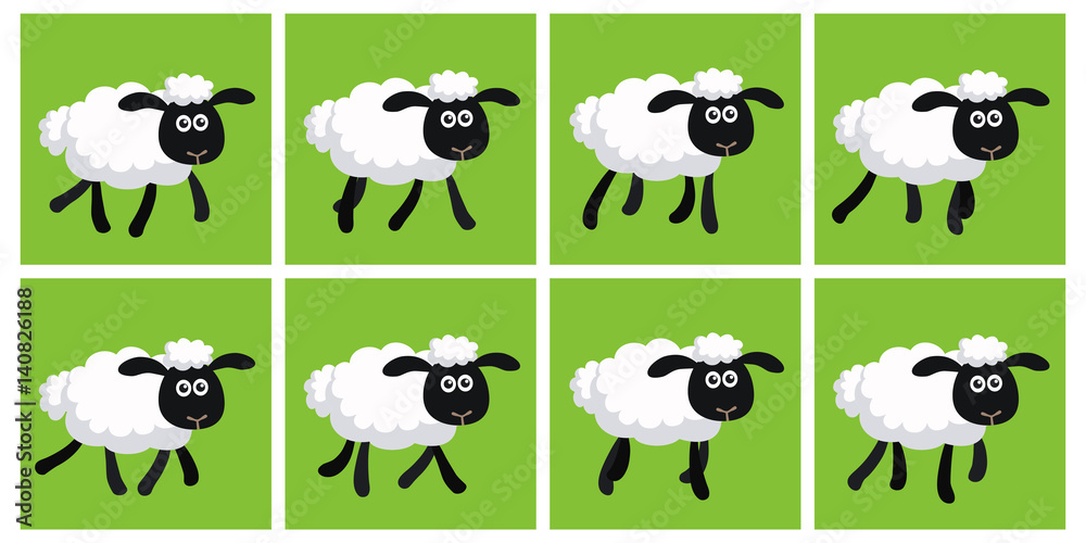 Cartoon trotting sheep animation sprite
