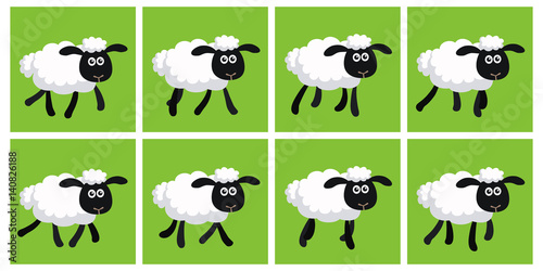 Cartoon trotting sheep animation sprite