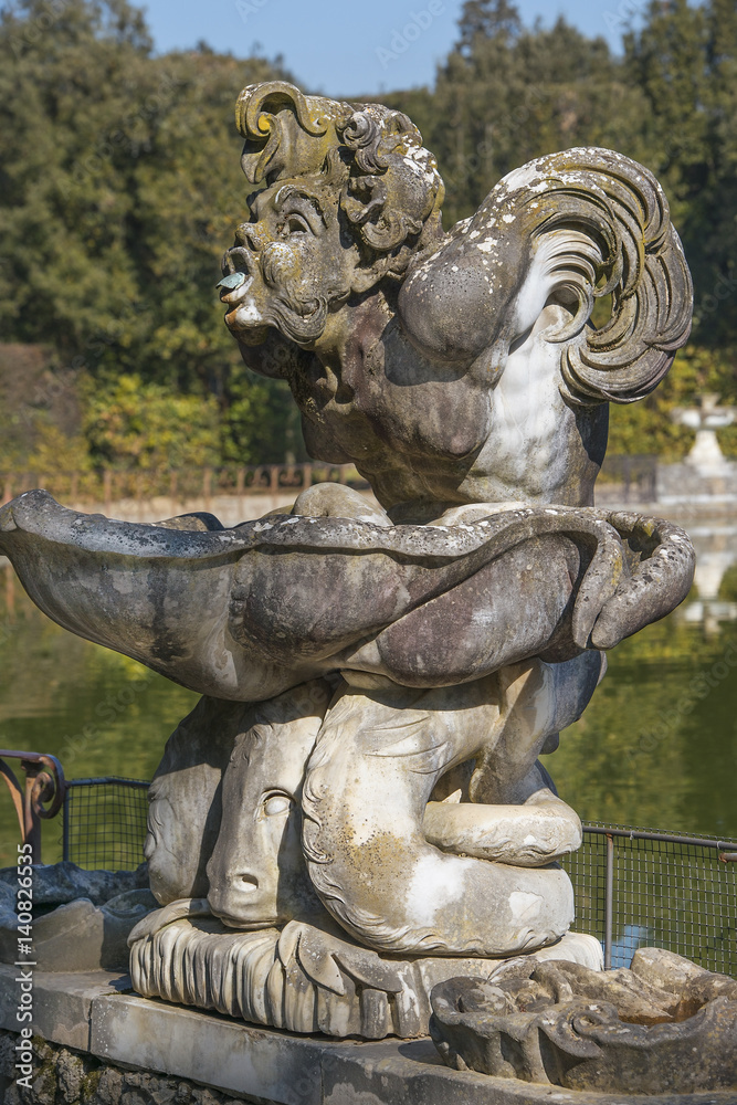 fountain gargoyle at the Boboli Gardens in Florence, Italy