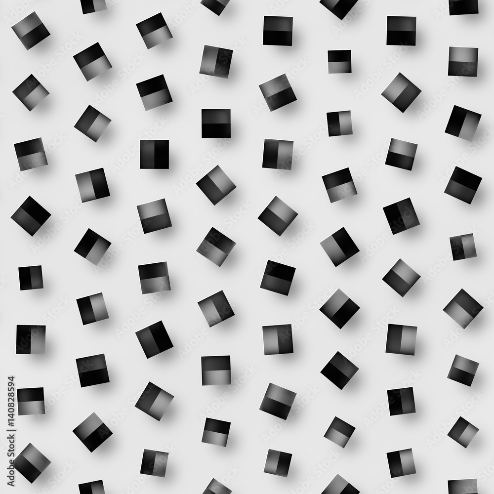 Scattered Geometric Shaded Shapes. Abstract Seamless Monochrome Pattern. Scattered Geometric Shaded Shapes. Abstract Seamless Monochrome Pattern.
