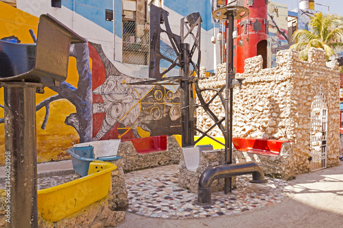 Graffiti in Alley Hamel in Havana, Cuba. El Alley Hamel ('Callejon de Hamel original) is a tourist destination for its African-American dance and spontaneously art.