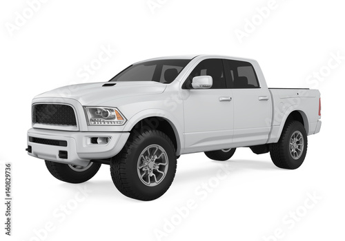 Silver Pickup Truck Isolated