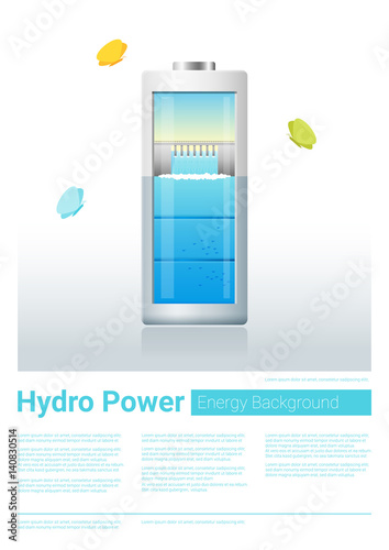 Green energy concept background with hydro energy charging battery , vector , illustration
