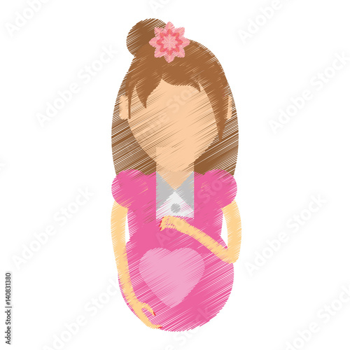 drawing woman pregnant waiting expectant vector illustration eps 10