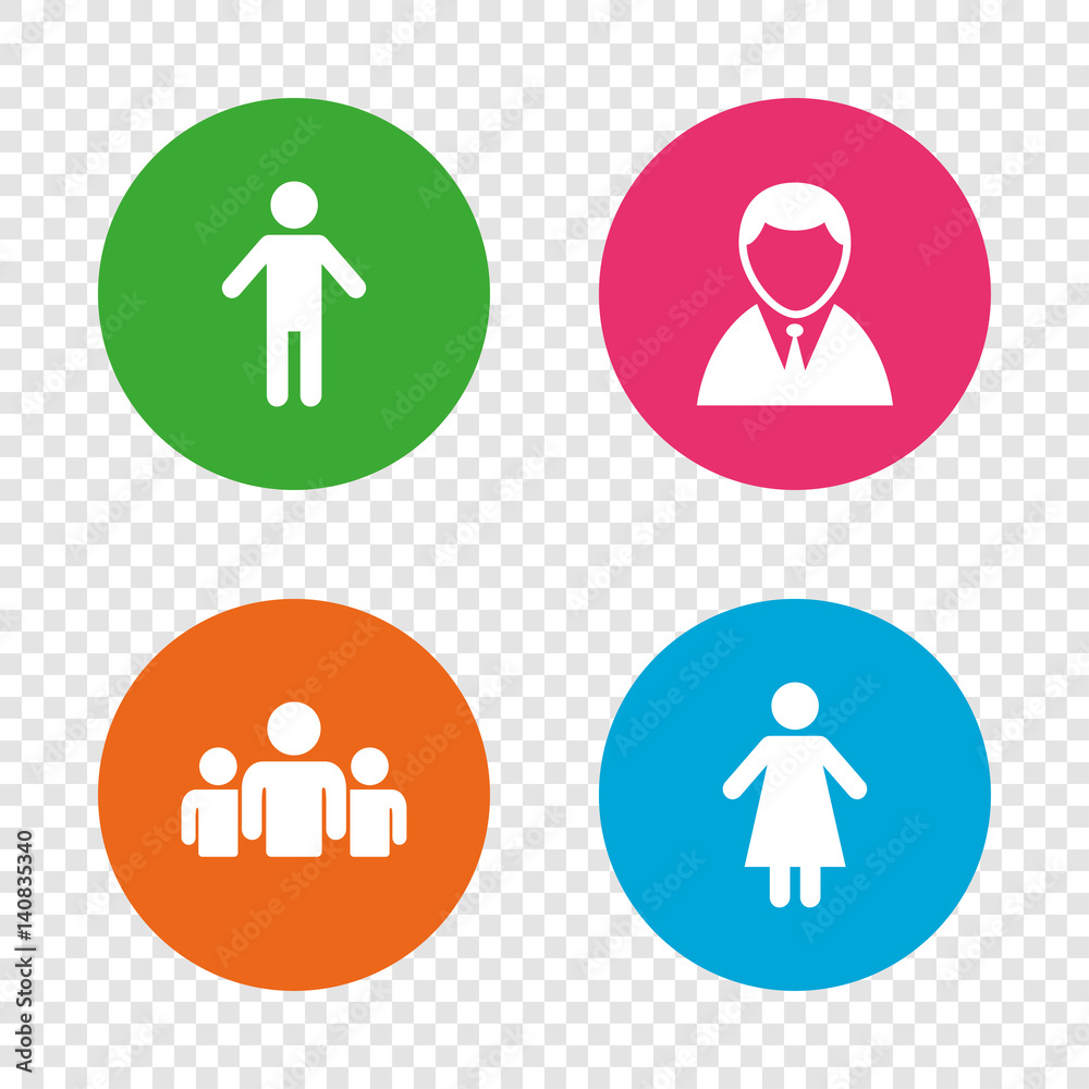 Businessman person icon. Group of people symbol. Businessman person icon. Group of people symbol.