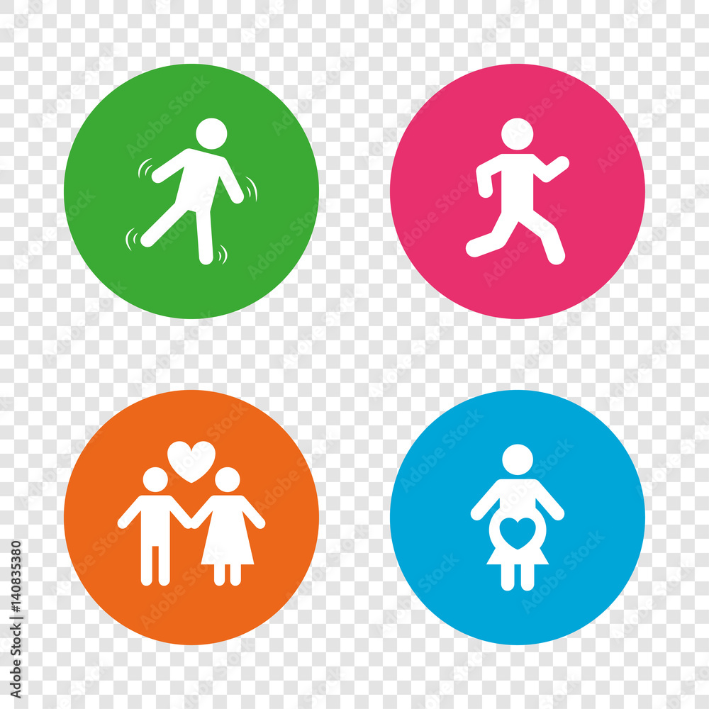 Women pregnancy icon. Human running symbol. Women pregnancy icon. Human running symbol.