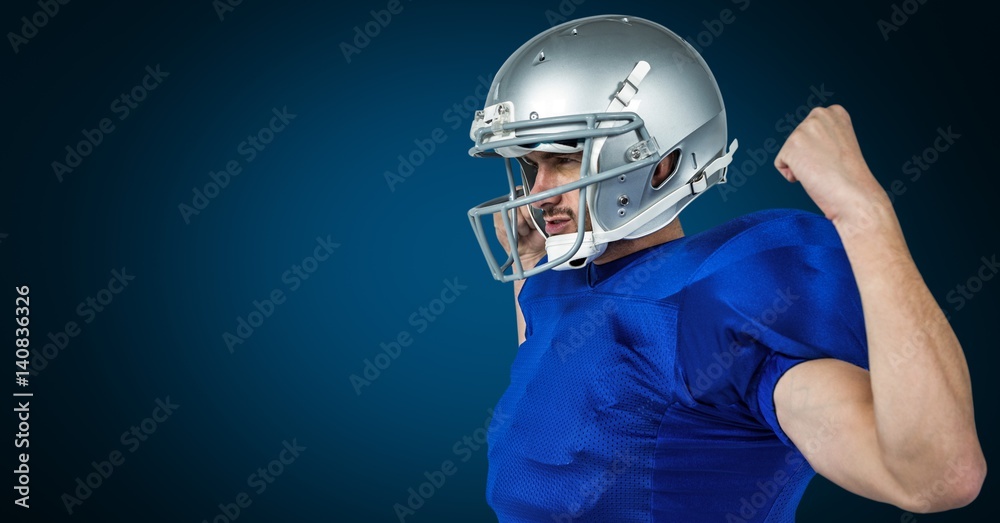 Composite image of american football player flexing muscles Composite image of american football player flexing muscles