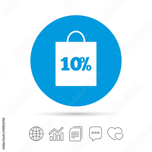 10 percent sale bag tag sign icon.