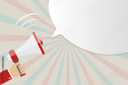 Hand holding Megaphone with...