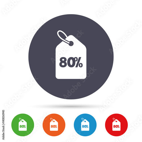 80 percent sale price tag sign icon.