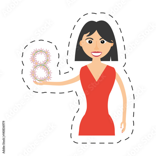 elegant woman red dress icon, vector illustration