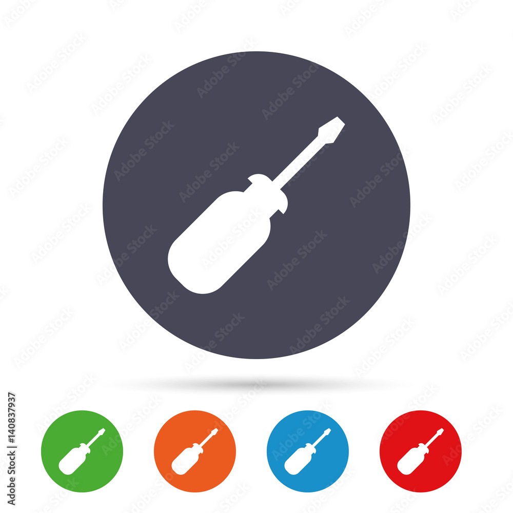 Screwdriver tool sign icon. Fix it symbol. Screwdriver tool sign icon. Fix it symbol.