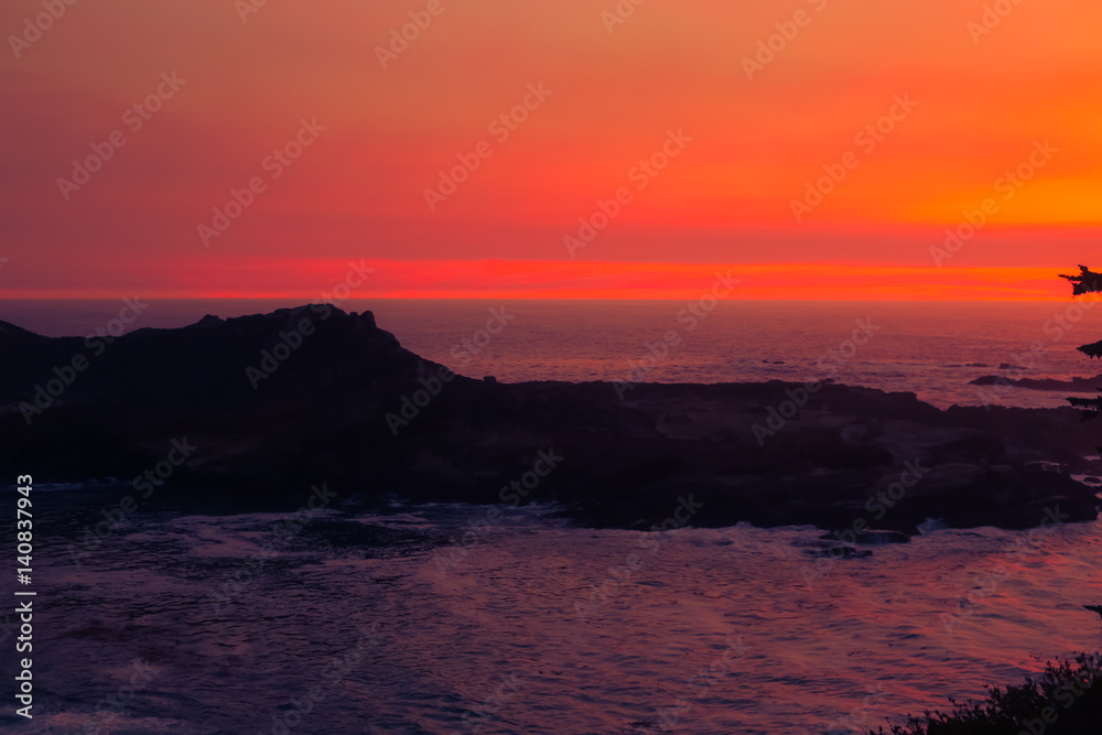 Sunset in a Cove on the California Coastline
