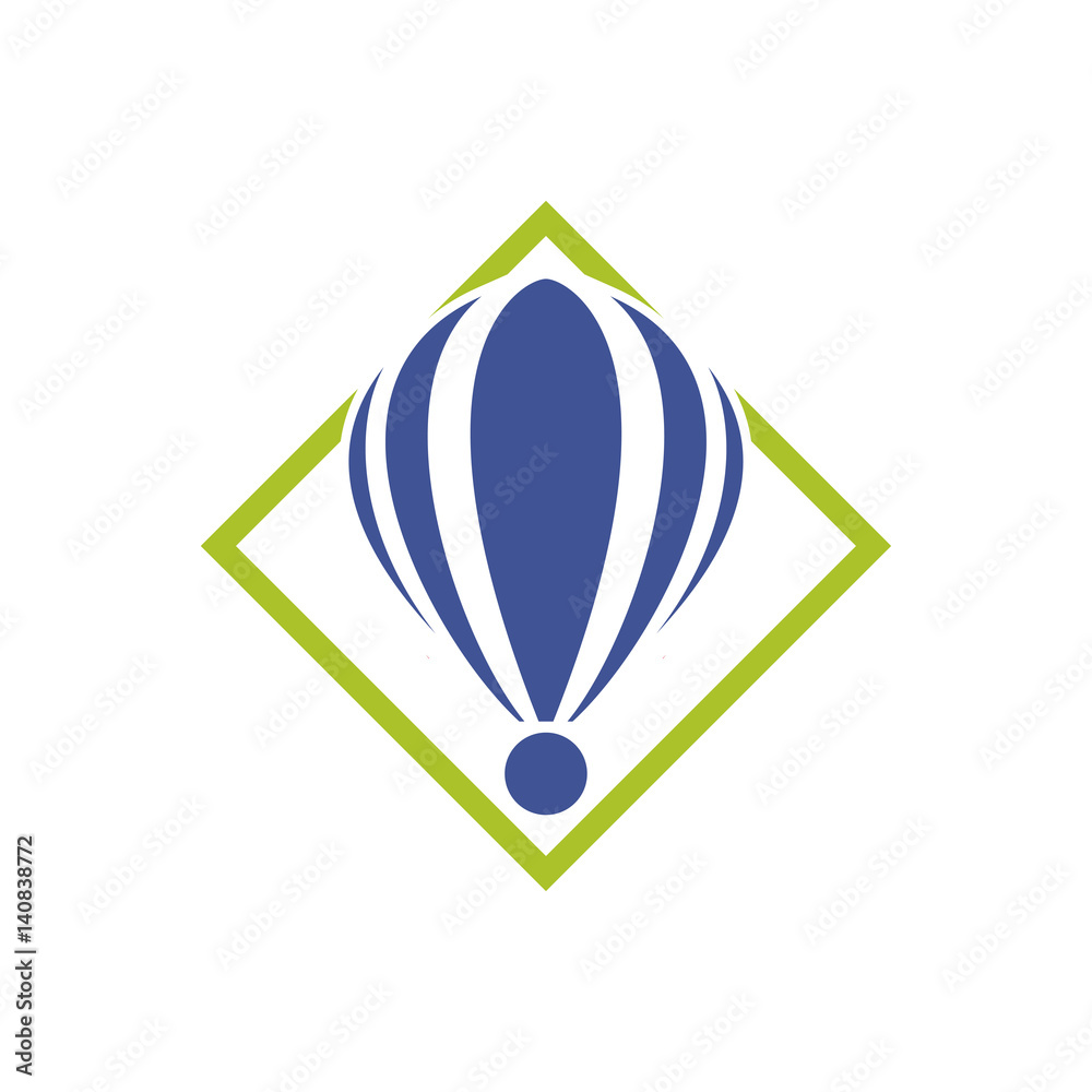 Abstract icon hot air balloon in a green diamond. Logo air sports Abstract icon hot air balloon in a green diamond. Logo air sports