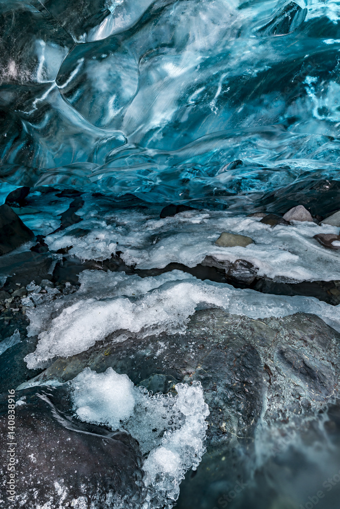 Interior of glacial and ice cave Interior of glacial and ice cave