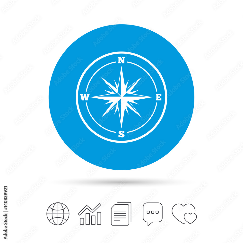 Compass sign icon. Windrose navigation symbol. Compass sign icon. Windrose navigation symbol.