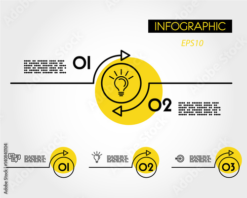 yellow linear infographic arc with ring