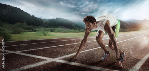 Plakat Sport. Starting runner.