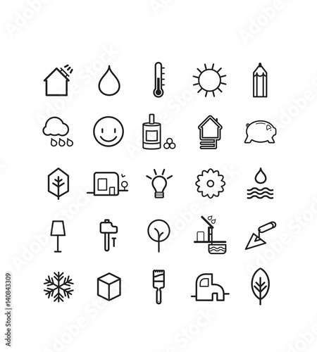 pictos, maison passive, construction, icônes, écologie, environnement