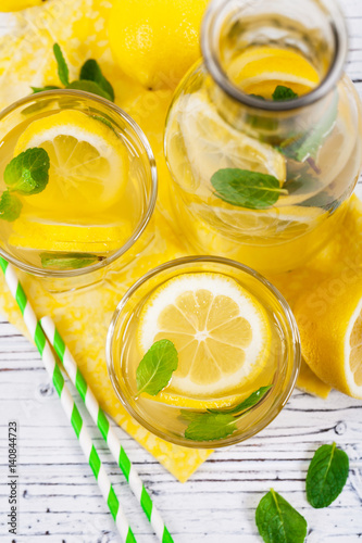 Lemonade Lemon Drink. Selective focus.