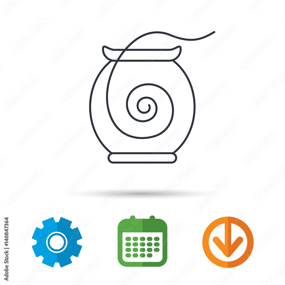 Dental floss icon. Teeth cleaning sign. Oral hygiene symbol. Calendar, cogwheel and download arrow signs. Colored flat web icons. Vector Dental floss icon. Teeth cleaning sign. Oral hygiene symbol. Calendar, cogwheel and download arrow signs. Colored flat web icons. Vector