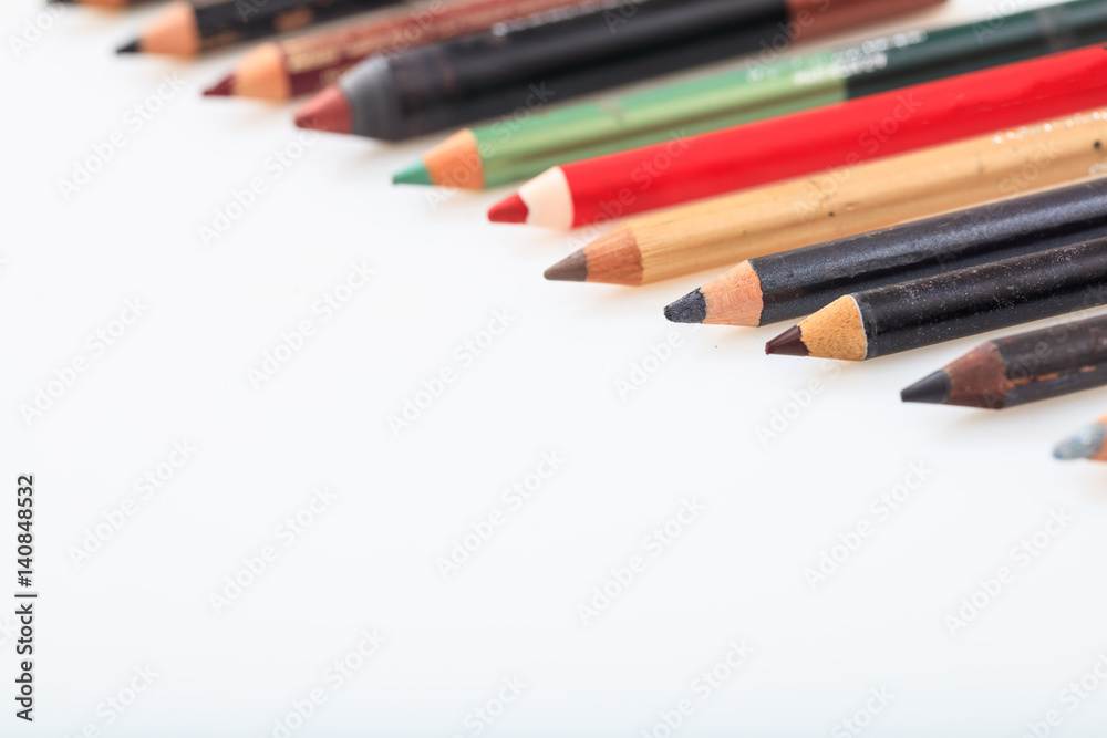 Makeup pencils set isolated on white background Makeup pencils set isolated on white background