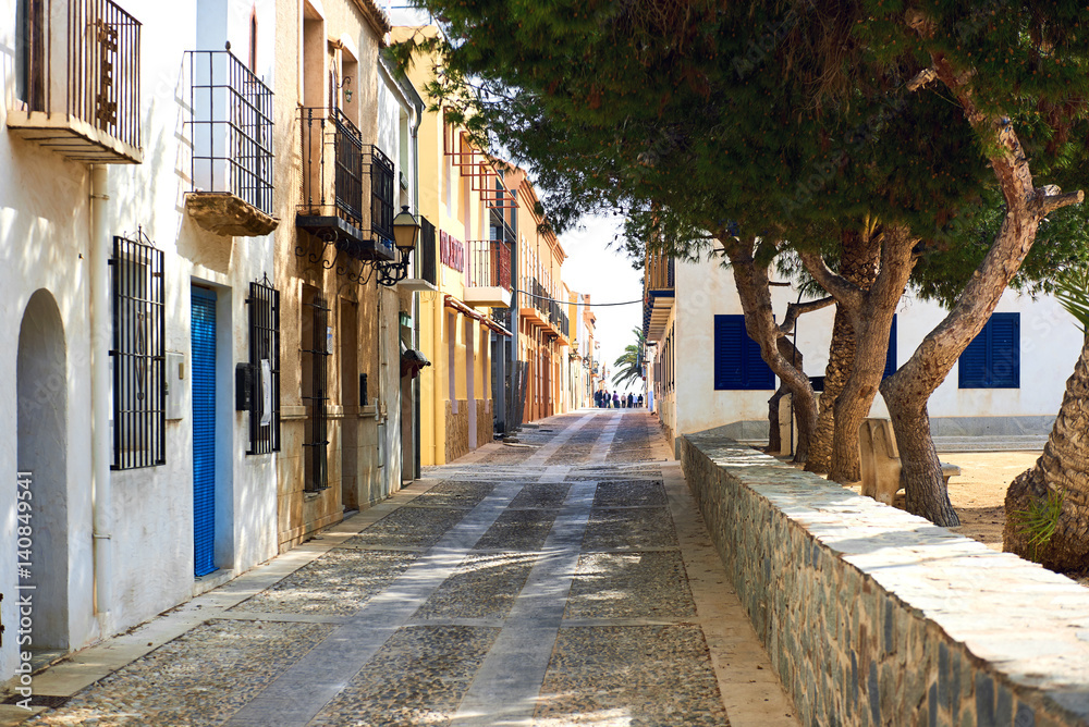 Charming narrow street in the Island of Tabarca. Spain