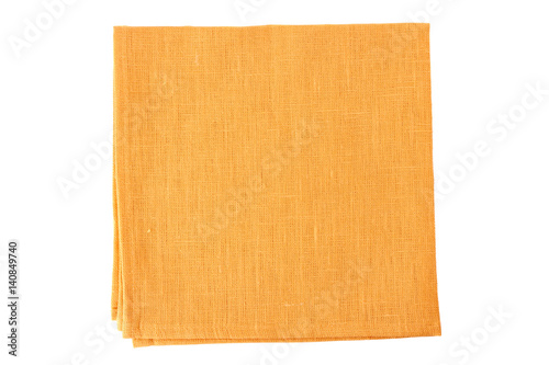 Pale orange textile napkin on white
