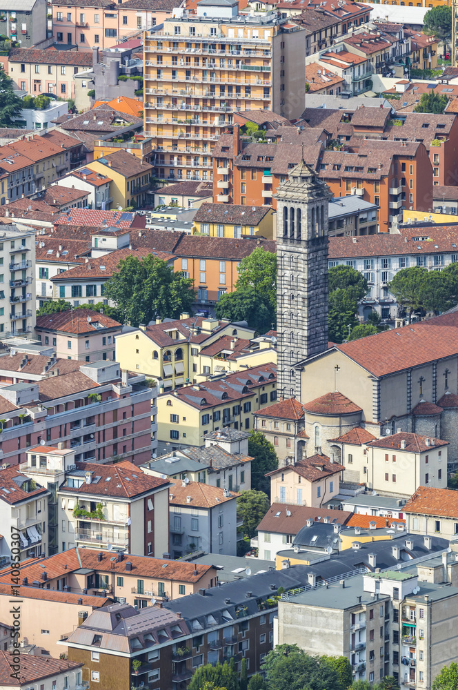 Aerial view of Lecco city, Lombardy, Italy