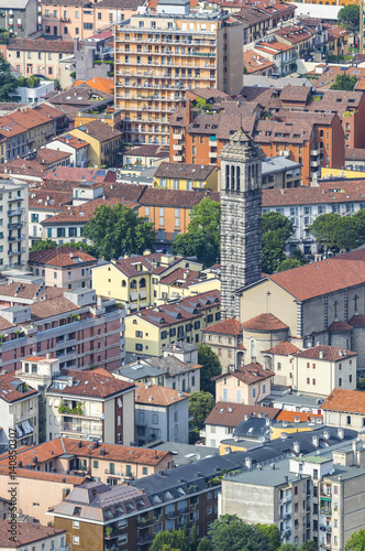 Aerial view of Lecco city, Lombardy, Italy