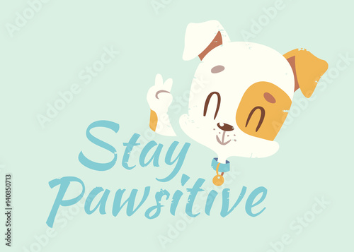 Vector positive dog cartoon illustration