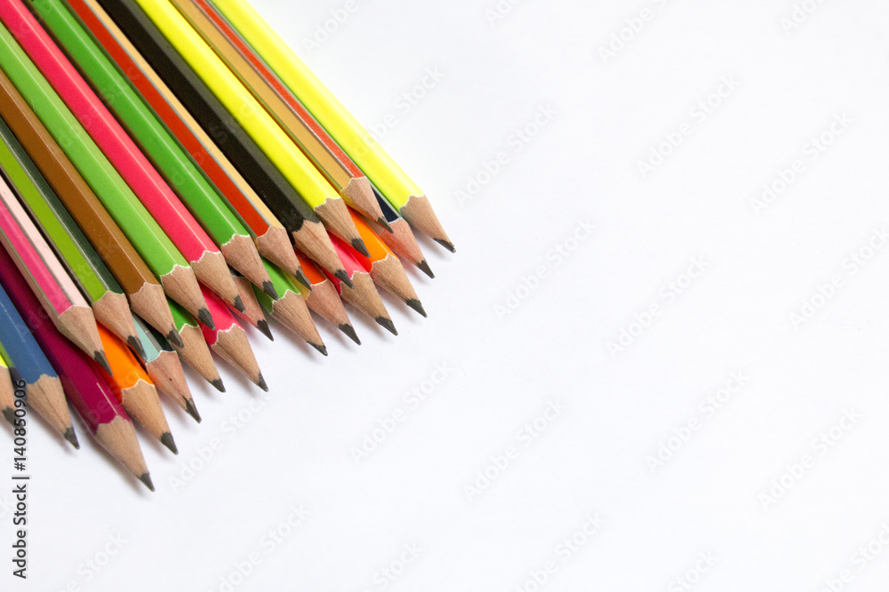 group of pencil on white ,isolated on white