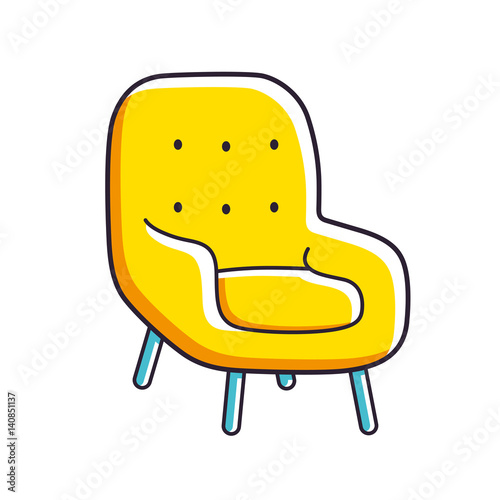 Yellow armchair icon isolated.
