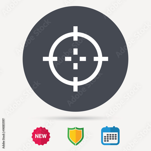 Target icon. Crosshair aim symbol. Calendar  shield protection and new tag signs. Colored flat web icons. Vector